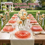 Rubtlamp 60 Pcs Red Plasitc Plates, Gold Red Disposable Plates, Fancy Party Plates, Hammered Plastic plates Include 30 Dessert Platos, 30 Dinner Platos for Party - Image 6
