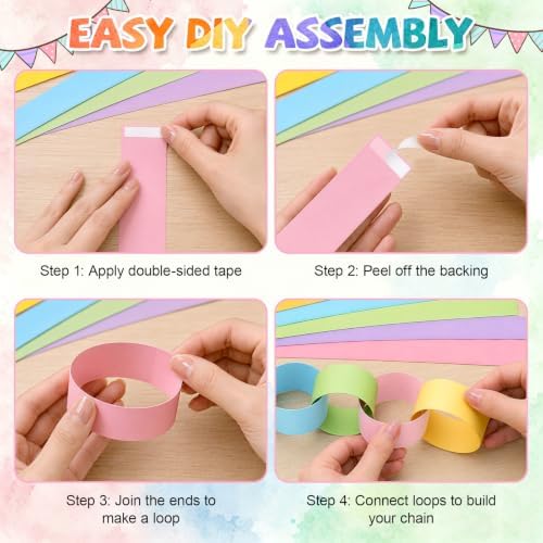 Pastel Paper Chain Strips and Star Garland Streamers Party Decorations Set - Image 7