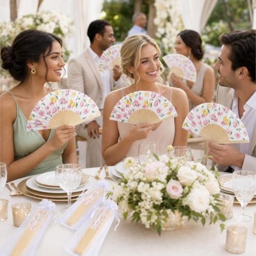 Vercraft 25 Sets Lemon and Floral Folding Fans, Wedding Favors for Guests - Image 6