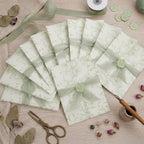 UNIQOOO 50 Sets Wedding Invitation Kit, Sage Green Floral Vellum Jackets for 5x7 Invitations w/Satin Silk Ribbon & Eucalyptus Wax Seal Stickers, Wedding Invitation Accessories - Image 6
