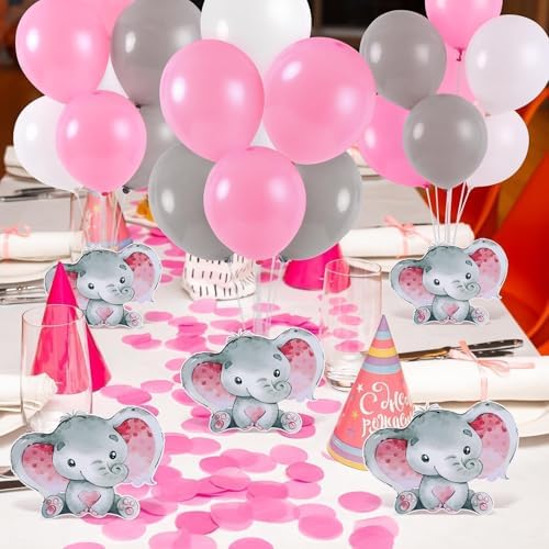 12 Sets Elephant Baby Shower Balloon Stand Kit for Table Pink Elephant with Balloon Centerpieces Decor for Elephant Theme Gender Reveal Birthday Party Photo Props Supplies - Image 2