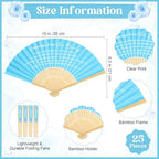 Threehoney 25 Set Baby Shower Favors for Guests, Folding Paper Fans, Blue - Image 2
