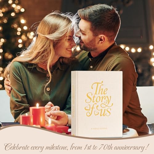 Lanpn Wedding Anniversary Journal - The Story of Us, Linen Dating 1st to 70th Couple Memory Book Wedding Scrapbook, 190 Pages Love Stories Notebook Marriage Newlywed Bridal Shower Gift, Beige - Image 6