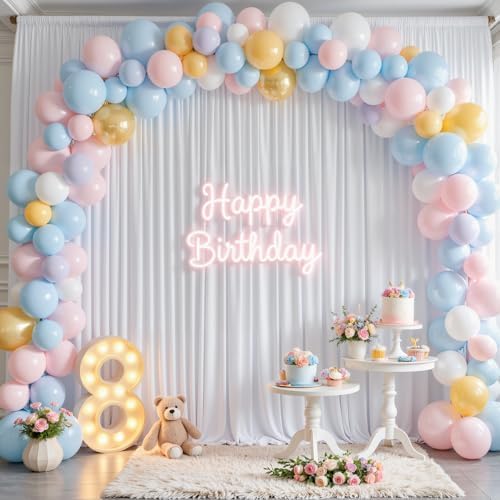 10x10ft White Backdrop Curtains for Parties Wrinkle Free Fabric Backdrop Curtain Wedding Photo Drapes Backdrop for Birthday Party Baby Shower Bridal Shower Photography Back Drop 2 Panels 5x10FT - Image 2