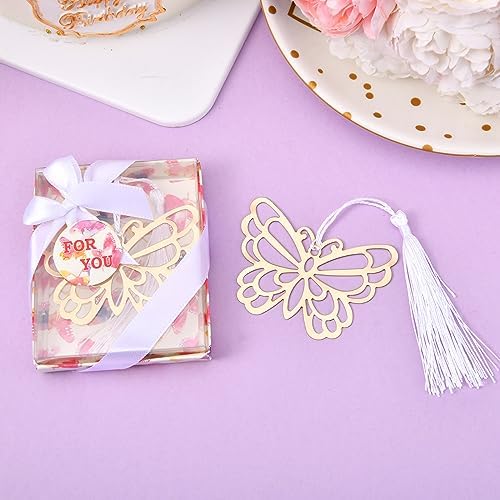 60 Pcs Gold Butterfly Metal Bookmarks with Elegant Silk Tassel, Creative Butterfly Bookmarks with Gift Box, for Book Lover Baby Shower Return Gifts Wedding Party Favors Decorations Guests Souvenirs - Image 3