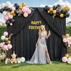 50ft x 12ft Black Backdrop Curtains Wrinkle Free Backdrop Curtain for Wedding Parties Black Fabric Backdrops Drapes Back Drop Cloth Bridal Shower Stage Curtains Wedding Decorations for Reception - Image 2