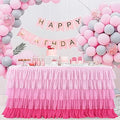 Pink Table Skirt Tutu Tulle Gradient Pink Tablecloth for Round or Rectangle Table Baby Shower Birthday Unicorn Party Home Decor 9ft by Besutolife