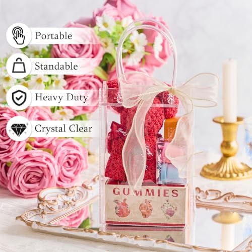 Ohuimrt 50 Pack 4.9" x 3.15" x 7.5" Clear Plastic Gift Bags with Handles - Image 4
