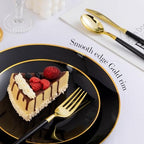 350 Pieces Black Gold Plastic Dinnerware Set, Gold Disposable Plates for Party, Include 100 Black Plates with 150 Plastic Cutlery, 50 Napkins and 50 Cups - Image 5