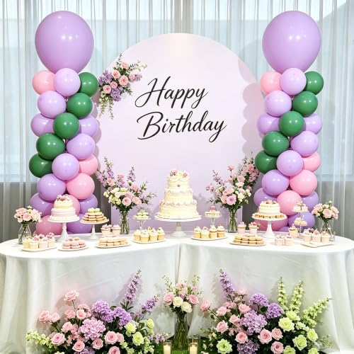 2‑Set Pastel Purple Sage Green Pink Balloon Column Kit for Birthday Decor - Image 4