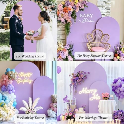 8 FT Arch Backdrop Cover, Wedding Purple Arch Covers Stretchy Backdrop Spandex Fitted for Chiara Stand Birthday Baby Shower Party Ceremony Decoration Purple 8FT - Image 5