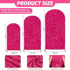 MODFUNS Set of 3 Sequins Arch Cover Hot Pink Shimmer Arch Stand Cover 4ft 5ft 6ft Stretchy Spandex Arch Covers Round Top Arch Backdrop Cover Glittery Chiara Cover for Birthday Party Event Decor - Image 2