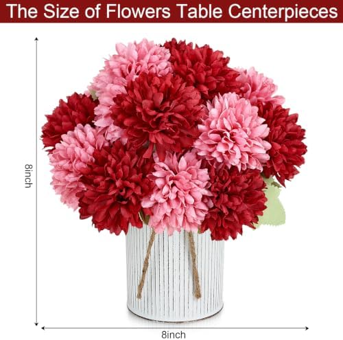 6 Set Pre-Made Flower Table Centerpieces - Burgundy & Dusty Pink - Image 2