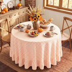 Eternal Beauty Gingham Ruffled Tablecloth Orange White 70 Round Halloween by EternalBeauty