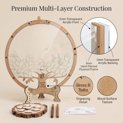 Wedding Guest Book Alternative Tree with Leaves, Personalized Drop Box - Image 5