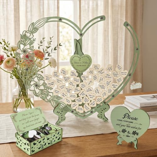 Rustic Wedding Guest Book Alternative, Drop Top Frame Hearts, Anniversary - Image 3