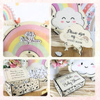 Boho Rainbow Baby Shower Guest Book Alternative Wooden Drop Box Frame - Image 6