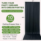 50ft×15ft Black Backdrop Curtain for Wedding Parties - Image 6