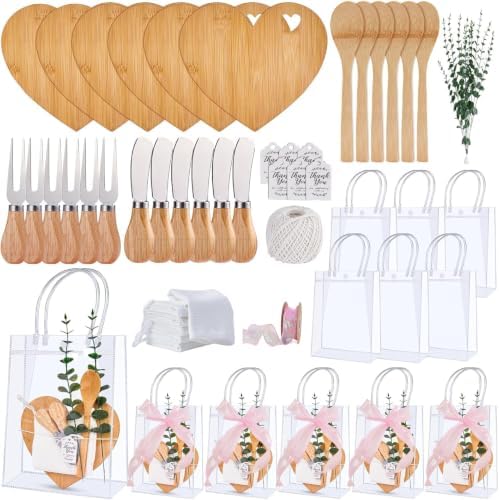 Baby Shower Prizes for Game Winners,6‑Set Bamboo Cheese Board Favors Gifts by DLXKCrystal