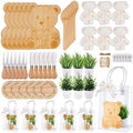 56Pcs Baby Shower Prizes for Game Winners Bamboo Cheese Board Fork Butter Spreaders Coasters Towel Artificial Potted Plant Gift Bag for Baby Shower Bridal Shower Favors (6 Sets, Bamboo Bear Shaped) by WishFond