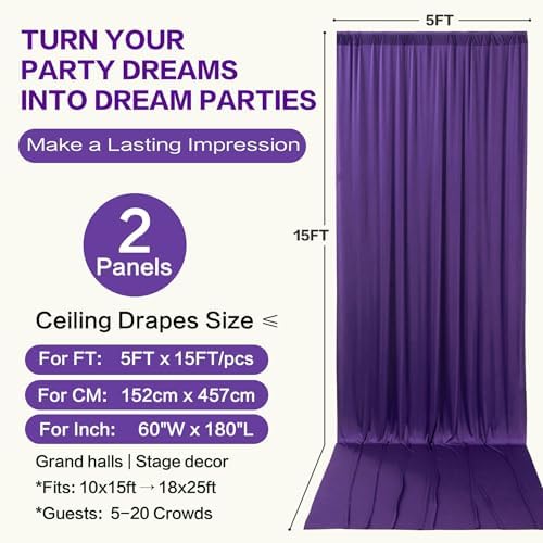10ft×15ft Deep Purple Backdrop Curtain for Wedding Parties - Image 6