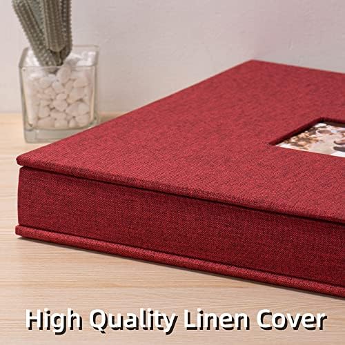 HoneyTolly Large Photo Album Self Adhesive, DIY Scrapbook Album for 600 Photos, 13"x12.6" 120 Pages Linen Cover Memory Book(Red) - Image 2