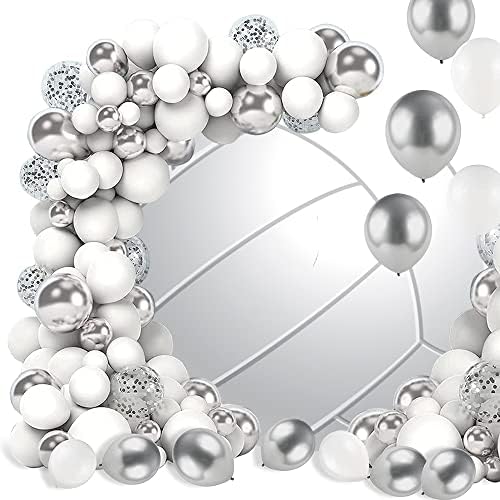 White Volleyball Round Backdrop Cover Volleyball Photography Backdrop Volleyball Sports Themed Birthday Party Decoration Outdoor Sports Events Club Photo Shoot Studio Props 7.2x7.2ft - Image 2