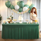2 Packs Green Table Clothes for 6 Foot Rectangle Tables, Wrinkle Resistant Stretch Spandex Table Covers Fitted Tablecloth with Skirt for Easter Event Banquet Wedding Birthday Party - Image 6