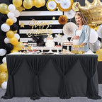 14ft Black Tulle Table Skirt for Rectangle Table or Round Tables Tutu Table Cloth for Birthday Party Baby Shower Wedding Parties Dessert Buffet Banquet Decorations by Suppromo