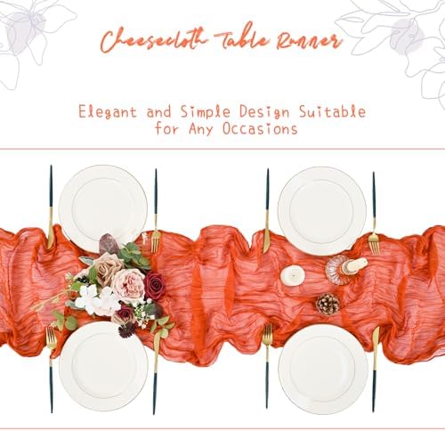 Showgeous 16 Pack Orange Cheesecloth Table Runner 17 x 108 Inch - Image 5