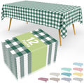 Smiry 12 Packs Gingham Disposable Table Cloth, 54 x 108 Inch Waterproof Plastic Tablecloth, Rectangle Hunter Green and White Checkered Table Covers for Picnic, Birthday, Party by Smiry