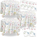 Ganeen 6 Pcs Wildflower Plastic Round Tablecloth 84 Inch Watercolor Floral by Ganeen