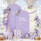 Beige Purple Arch Backdrop Cover Set of 3 6FT 6.6FT 7.2FT Spandex Photo Wedding Arch Covers Stretchy Backdrop Baby Shower Birthday Party Lilac Lavender Arch Stand Cover Bridal Shower Decoration by LittleFunny