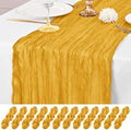 12 Pack Gold Table Runner 10Ft Cheesecloth Table Runner Rustic Gauze Table Runners Romantic Long Sheer Fabric Cheese Cloth Table Runners for Wedding Party Bridal Baby Shower by Lumaycens