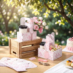 Epakh 48 Pack Pink Floral 2 Cup Drink Carrier with Handle, Gift Holder - Image 4