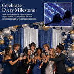 ShinyBeauty Navy Blue Silver Sequin Backdrop Curtains 4 Panels 2x8ft - Image 3
