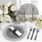 DaYammi 350PCS Black Glitter Plastic Dinnerware Set for 50 Guests - Image 4