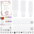 Panitay 100 Pcs White Baby Bodysuits Bibs Kit 25 Guests, Pink Elephant by Panitay