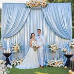 Blue Satin Backdrop Curtains 6 Panels - Glitter Photo Drapes for Baby Shower, 30x10FT Shimmer Back Drop Cloth, Wrinkle Free for Birthday Party Prom Wedding Background - Image 6
