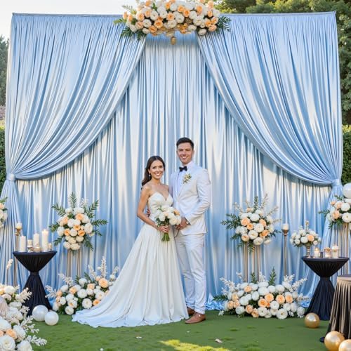 Blue Satin Backdrop Curtains 6 Panels - Glitter Photo Drapes for Baby Shower, 30x10FT Shimmer Back Drop Cloth, Wrinkle Free for Birthday Party Prom Wedding Background - Image 6
