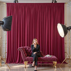 8 Panels Burgundy Backdrop Curtains - Wrinkle Free Fabric Backdrop Curtain for Photoshoot, 10FT Wedding Party Photo Backdrop Drapes for Birthday Baby Shower Photography Stage Background Decorations - Image 4