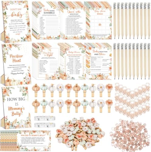 476 Pcs Little Pumpkin Baby Shower Games Fall Baby Shower Decorations by Lebsitey