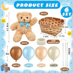 Hollowfly 6 Set Bear Baby Shower Party Decoration Table Centerpieces 6 Gender Reveal Stuffed Plush Bears 6 Bamboo Baskets 60 Colorful Balloons 12 Balloon Stands Birthday Party Wedding(Blue) - Image 2