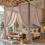 20ft×10ft Wrinkle Free Taupe Backdrop Curtain Drapes, 4 Panels 5ftx10ft Sheer Tulle Chiffon Backdrop Panels Curtains for Wedding Baby Shower Birthday Party Stage Photo Home Decorations - Image 7