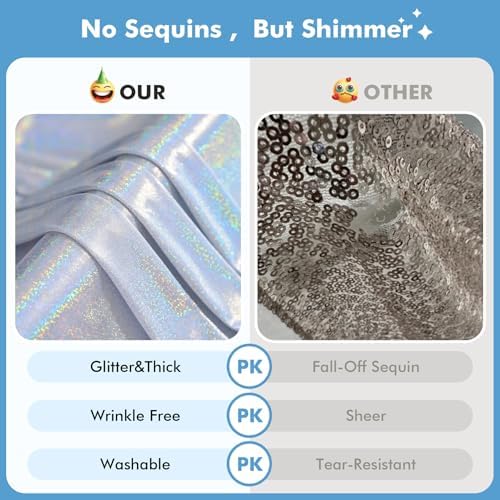 10x10ft Shimmer Silver Sequin Backdrop Curtain for Parties-2 Panels 5x10ft Thick Wrinkle Free Glitter Coloful Backdrop Drapes Photo Back Drop Curtains for Wedding Birthday Photography Background Cloth - Image 4