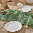 3 Pack Sage Green Cheesecloth Table Runners, 120 Inch 10Ft Moss Gauze Table Runner for Wedding Birthday Party Baby Shower Centerpiece Home Decorations - Image 2