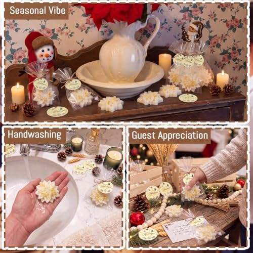 Leelosp 24 Sets Christmas Poinsettia Flower Soaps Gifts Bulk Party Favors - Image 2
