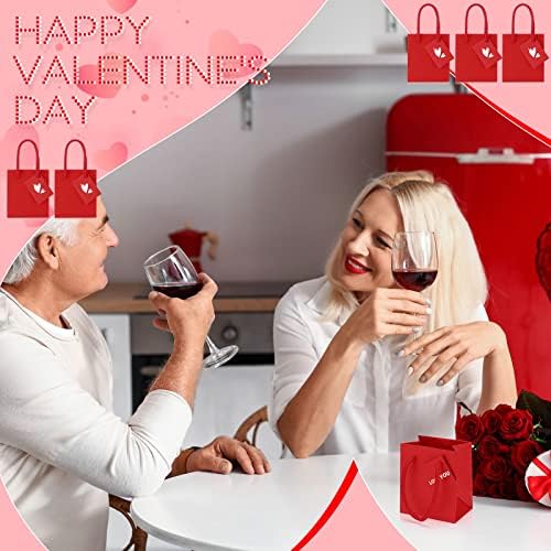 Sherr 100 Pcs Red Mini Paper Gift Bags with Handles, White Tags - Image 2