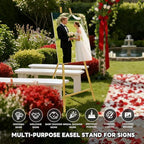 Gold Easel Stand for Sign, Adjustable Metal Display Easel 4-Tier Height Large Artist Display Easels for Painting Wedding, Baby Shower, Birthday Party and Commercial Display - Image 2
