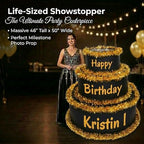 Anderson's Black & Gold Personalized Pop-Out Birthday Cake, Life-Size Faux Cake with Fun Font, Custom Name, Surprise Reveal Prop for Milestone Parties, Photo Ops, Store or Business Events - Image 5